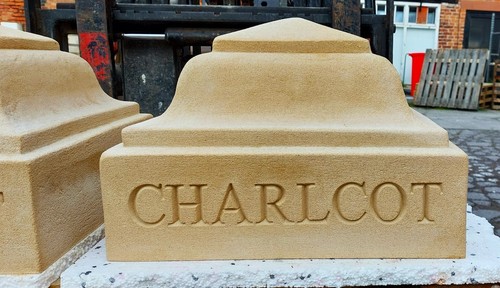 Cast stone fluted pier caps - stone,