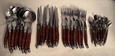 Jean Dubost Laguiole Olivewood Flatware 48 Pc Set Silverware
