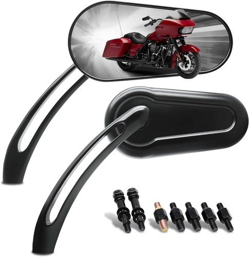 Oval black motorcycle mirror - black,