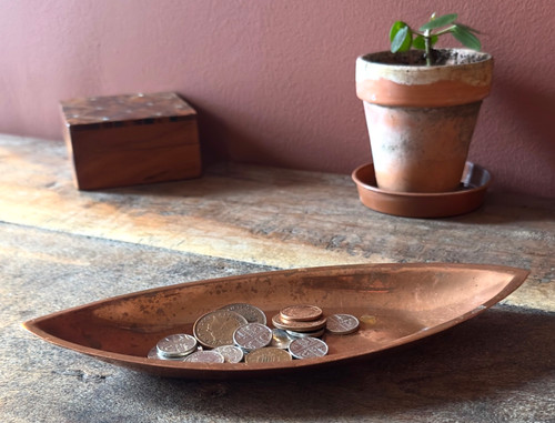 Vintage copper leaf trinket - vintage,