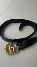 Gucci Women's Leather GG Belt Black/Gold