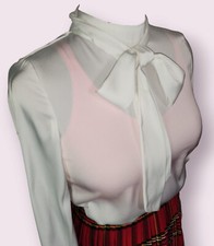Fluid white long sleeve satin