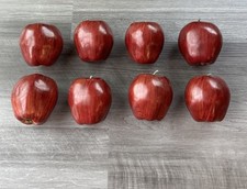 Set Of 8 Realistic Fake Red Apples Fall Decor Base Decorative Fruit
