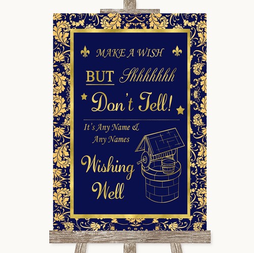 Blue gold wishing well - blue,