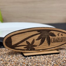 Beach Theme Surfboard Place Names | Wooden Seaside Party Table Setting Custom