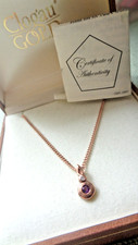 Clogau Gold Pendant Necklace Welsh 9ct Rose gold Amethyst & Diamond  CADER IDRIS