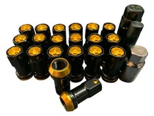 20 Black Gold lug nuts for Subaru Impreza Turbo WRX STI ALLOY WHEELS 12x1.25