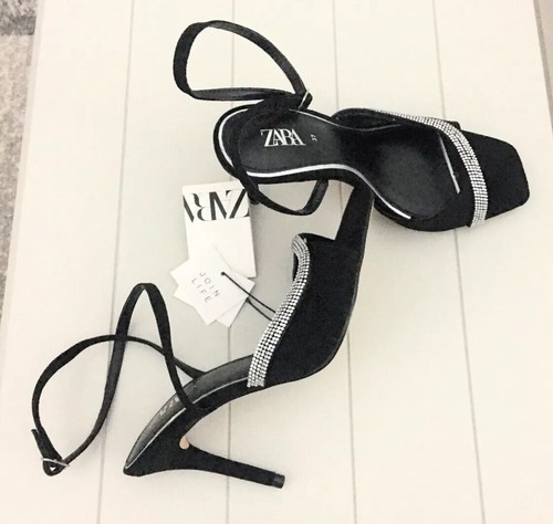Zara black high heel sandals - black,