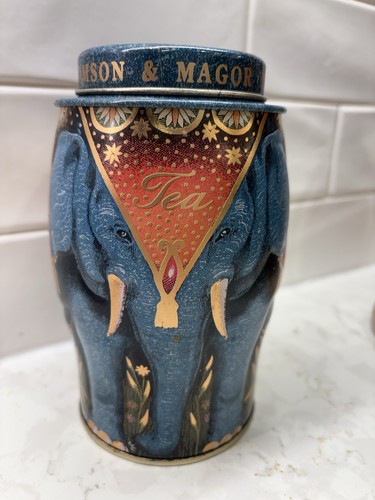 Vintage elephant tea tin - vintage,
