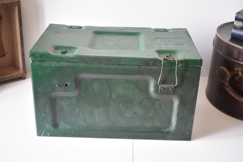 Vintage metal ammunition box - ammunition,