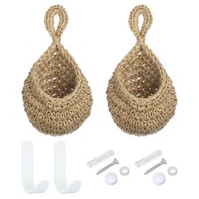 2pcs Hanging Fruit Baskets for Kitchen, Mini Size Hanging Basket, Brown