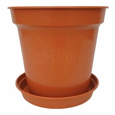 Whitefurze Plastic Glossy Terracotta Plant Pot & Saucer Set | Optional Saucers