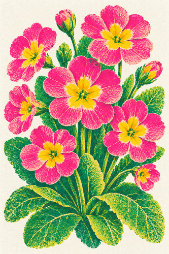 Primrose risograph print - primrose,
