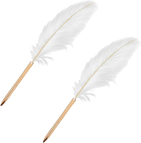 2pcs white retro - 2pcs, feather