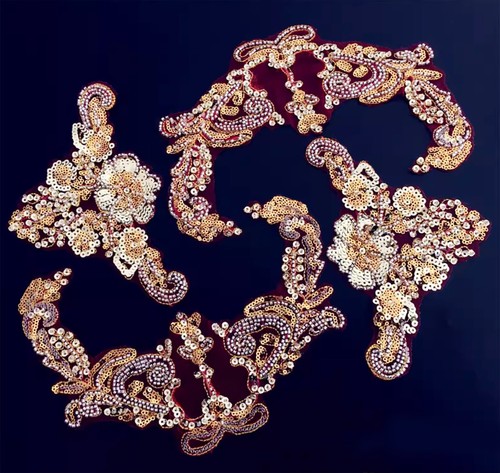 Gold red sequin - red, applique