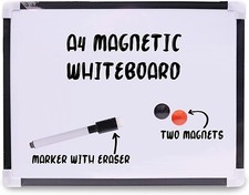 A4 DRY WIPE MAGNETIC WHITEBOARD MINI OFFICE NOTICE MEMO WHITE BOARD PEN & ERASER