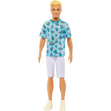 Barbie Fashionista Doll #211 Ken Blonde White Shorts and Blue T Shirt