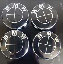 Set of 4 x BMW Centre 68mm Caps (ALL Black)  1/2/3/4/5/7 Series