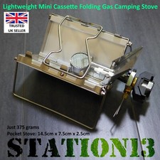 Mini Cassette Folding Backpacking Gas Stove - Compact - just 375g - STATION13