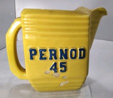 Vintage Rare Yellow French Pernod 45 Pastis 51 Ceramic Jug Damaged See Descript