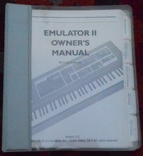 1985 E-MU SYSTEMS EMULATOR II SAMPLER OWNERS MANUAL By Craig Anderton