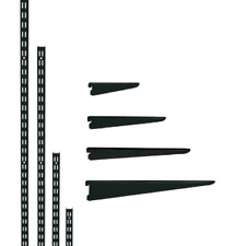 Twin Slot Shelving Black Uprights and Brackets Adjustable Strong Rack Wall Shelf