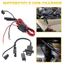 12V Motorcycle SAE to USB Dual Port Charger Voltmeter Cable Adapter Waterproof