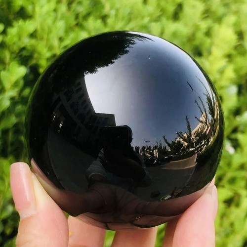 Natural black obsidian - obsidian, sphere