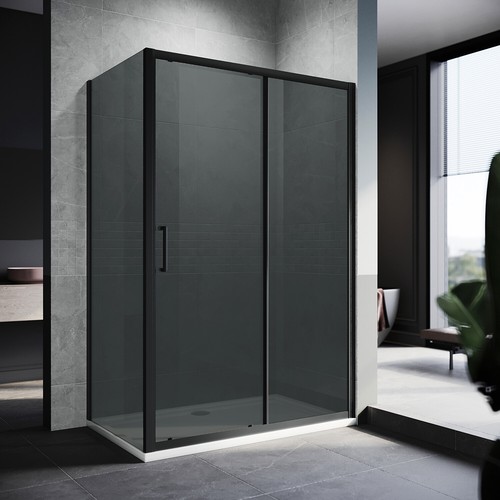 Black sliding shower enclosure - black,