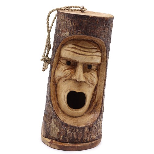 Tree trunk face bird house - trunk,