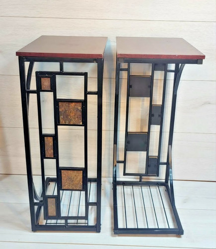 Shaped end table - brown, wood