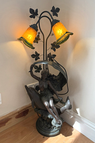 Art nouveau dolphin - art, table