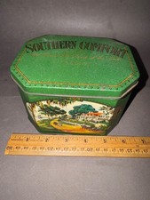 BRISTOL WARE SOUTHERN COMFORT GREEN ADVERTISING TIN BOX VINTAGE