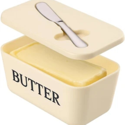 Large butter dish - butter, lid