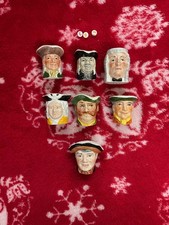7 VINTAGE Tony Wood Studio 82 Ceramic Toby Jug Thimbles 1987