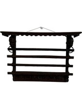  Antique Wooden Plate Delft Rack Wall Mounted Hand Carved Decorative Shelf