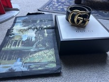 Gucci Women's Leather Belt with GG Marmont Buckle Size 80/32