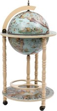 Vintage Globe Bar Drinks Cabinet on Wheels | Blue & White World Map