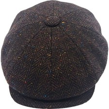 Brown Herringbone Newsboy Cap