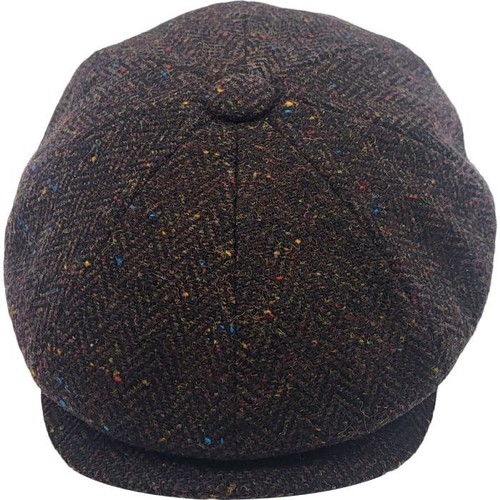 Brown herringbone newsboy - brown, cap