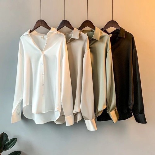 Womens satin silk plain shirt - womens,