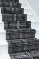 Grey Tartan Carpet Runner Mat