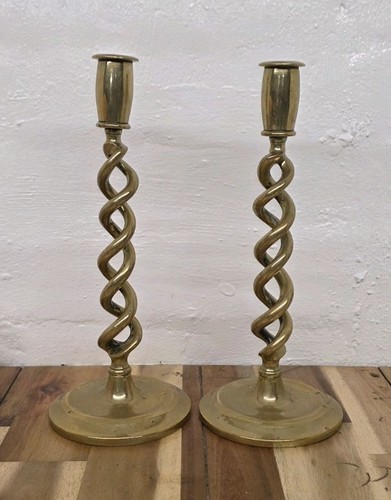 Pair brass open barley - brass,