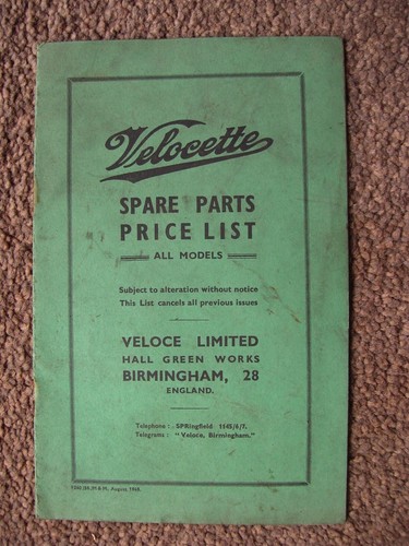 Velocette original spare parts - original,