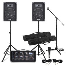 Max Complete PA System - 8-Channel Mixer, Max8 Speakers, Microphone & Stands