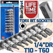 TORX BIT Socket Set 1/4" Torx Star Keys TRX TX T Torks Sockets T10 - T60 Bit Set