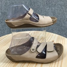 Wolky Sandals Womens 40 Jasper Slide Brown Slip On Casual Open Toe Comfort Wedge