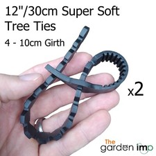 2 x Tree Ties Super Soft Rubber Adjustable Strap Plant Stake Support 12" / 30cm