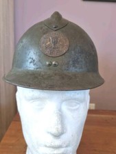 RARE ORIGINAL WW2 FRENCH ARMY ARMOURED VEHICLE UNIT ADRIAN HELMET - COMPLETE