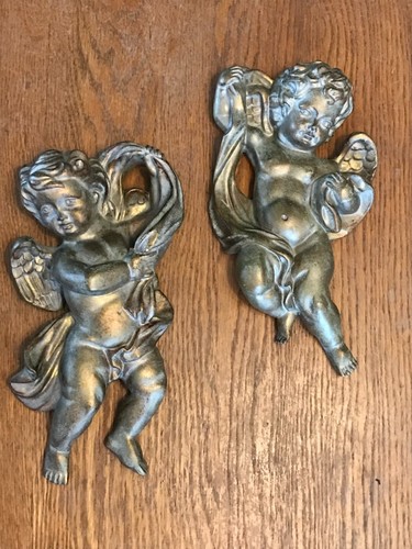 Pair cherub angel wall - pair,